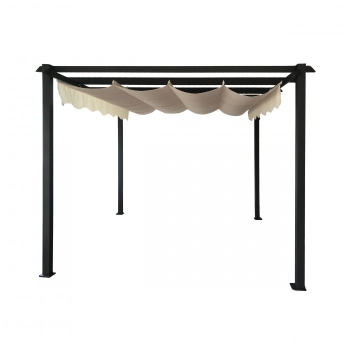 Pergolă de grădină 3 X 3 100% aluminiu cu acoperiș din poliester cu strat de 180g PA